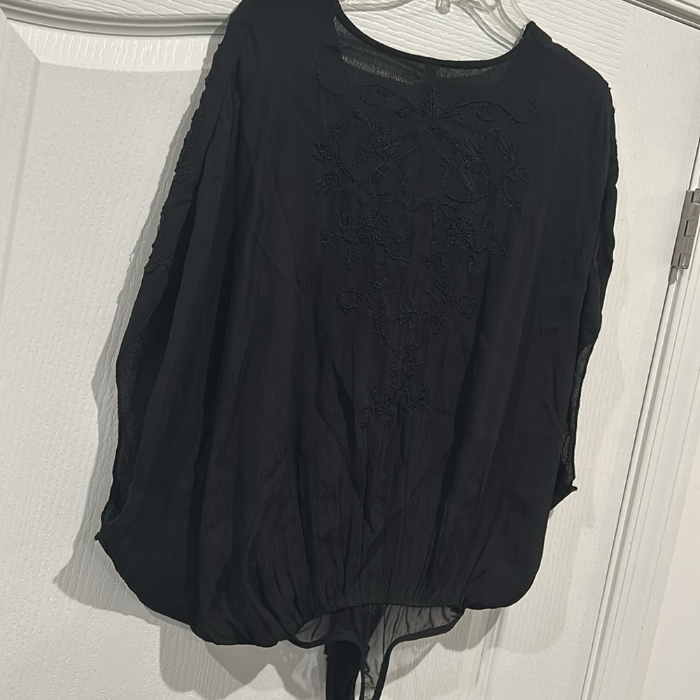 Free People black embroidered flouncy bodysuit! - Picture 4 of 4